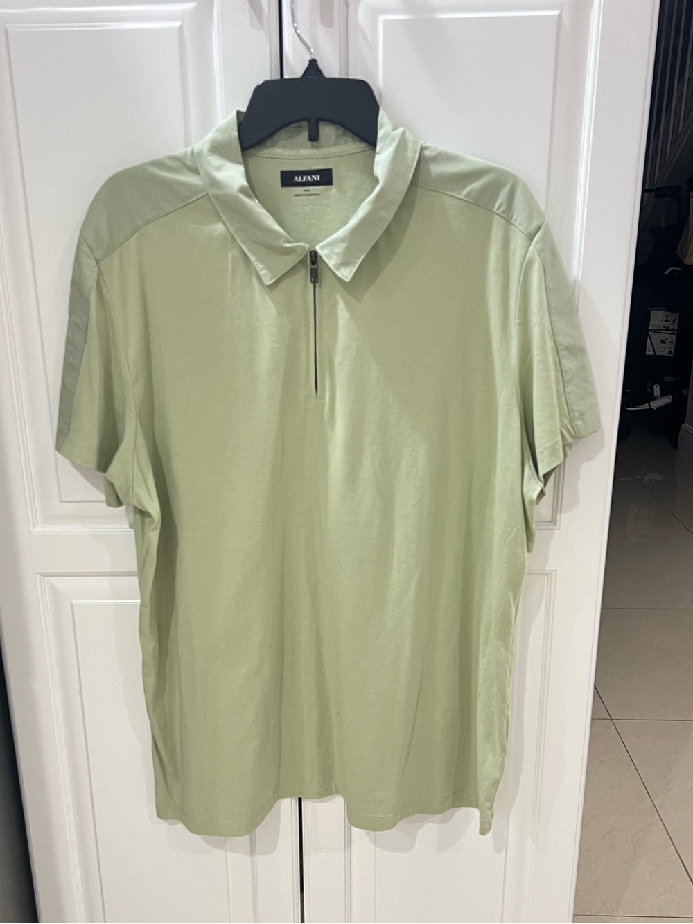 Alfani Men's Green Short Sleeve half Zip Neck Polo Shirt size XXL